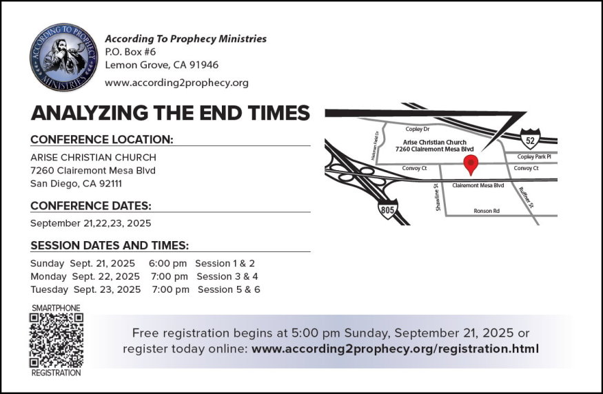 2025 According To Prophecy Ministries West Coast Bible Prophecy Conference