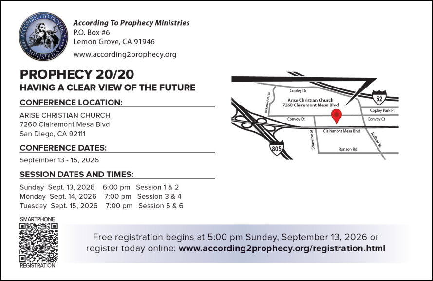 2026 According To Prophecy Ministries West Coast Bible Prophecy Conference